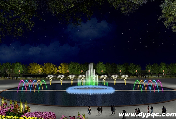 湖面音乐喷泉效果图 湖面音乐喷泉效果图