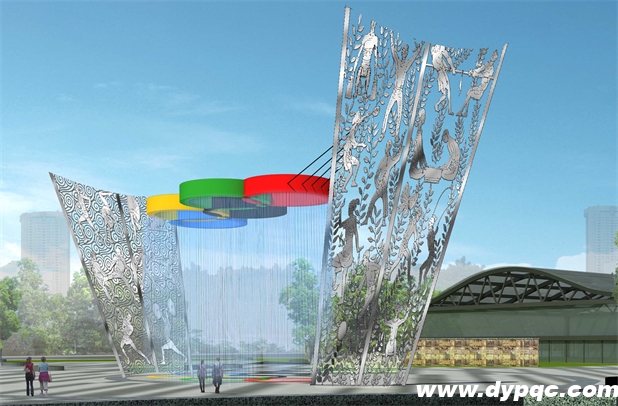 泸州奥林匹克体育公园五环喷泉效果图