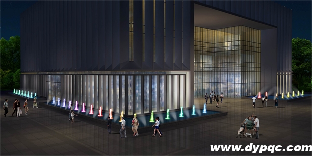 重庆璧山众泰工业园办公楼水柱喷泉效果图