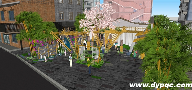 南川街心广场竹子水景效果图 南川街心广场竹子水景效果图