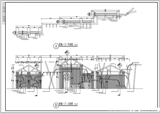 竹子水景景墙CAD施工图 竹子水景景墙CAD施工图