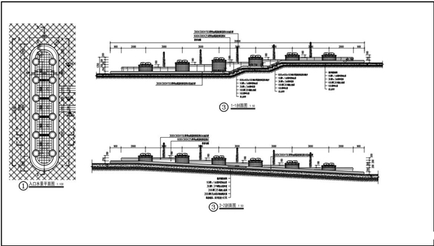 四川隆昌隆城一号小区入口水景CAD详图 四川隆昌隆城一号小区入口水景CAD详图