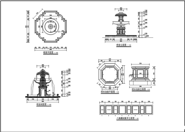 四川隆昌隆城一号小区雕塑喷泉CAD详图 四川隆昌隆城一号小区雕塑喷泉CAD详图