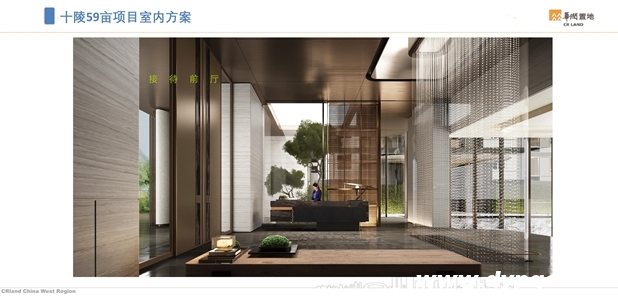 成都华润置地十陵售楼处接待前厅水帘效果图