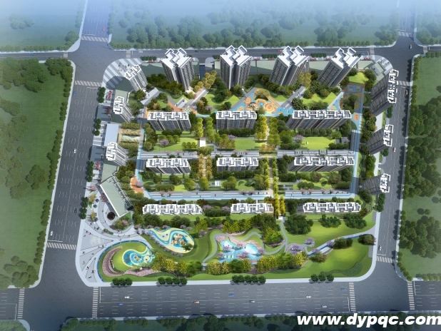 乐山井研井乐大道市政绿化带鸟瞰效果图