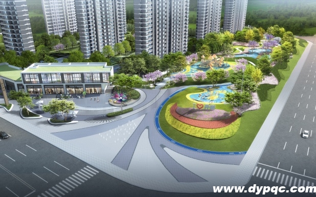 乐山井研井乐大道市政绿化带入口旱喷效果图