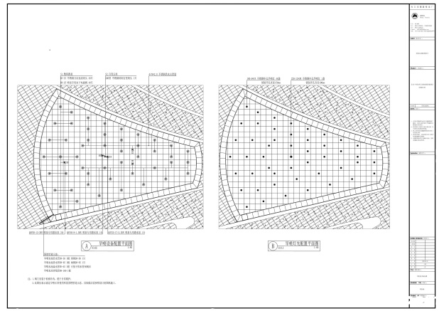 乐山井研井乐大道市政绿化带入口旱喷CAD配置平面图