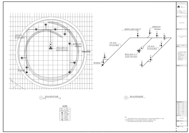 乐山井研井乐大道市政绿化带特色水景CAD管道系统图