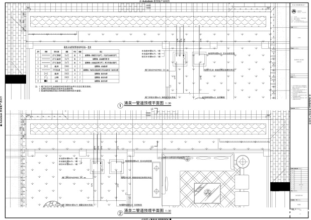 涌泉管道预埋平面图 涌泉管道预埋平面图