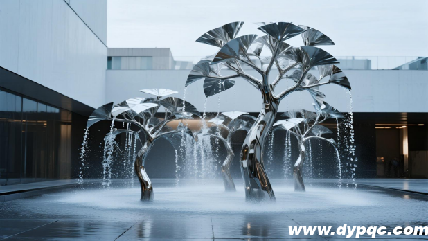 不锈钢树群雕塑水景