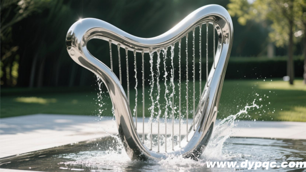 不锈钢竖琴雕塑水景