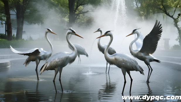 不锈钢仿生白鹭群雕塑水景