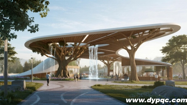 生态主题展览馆树形结构水景效果图 生态主题展览馆树形结构水景效果图