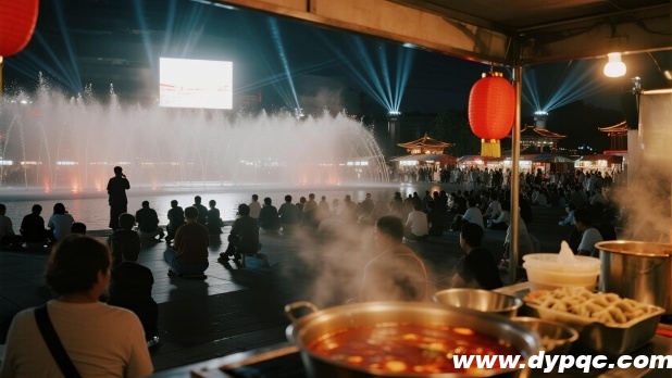 音乐喷泉广场夜市场景 音乐喷泉广场夜市场景