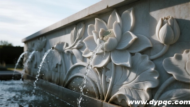 汉白玉浅浮雕荷花水景 汉白玉浅浮雕荷花水景
