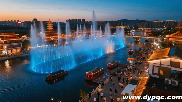 河道喷泉带动文旅小镇夜游经济 河道喷泉带动文旅小镇夜游经济