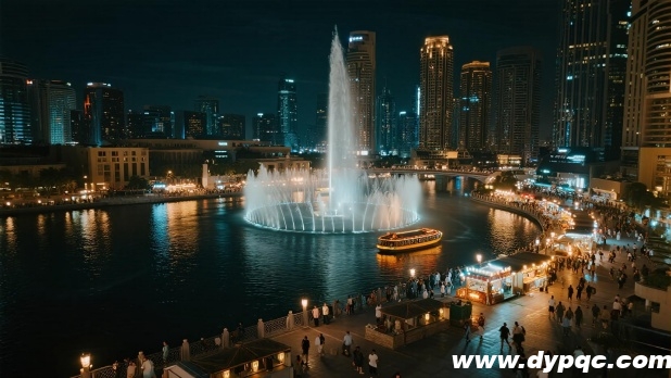 城市河道喷泉夜间经济全景 城市河道喷泉夜间经济全景
