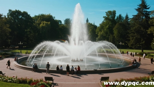 晴天喷泉展现自然美学 晴天喷泉展现自然美学