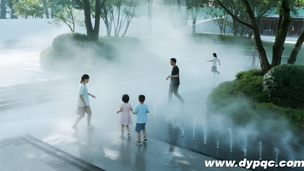 亲子家庭在雾森中嬉戏 亲子家庭在雾森中嬉戏