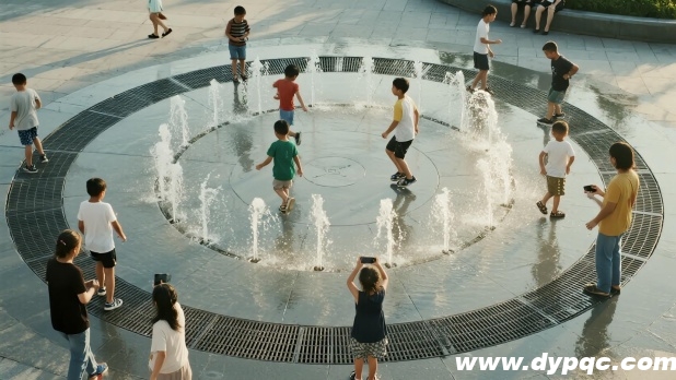 儿童在旱喷广场嬉水实拍 儿童在旱喷广场嬉水实拍