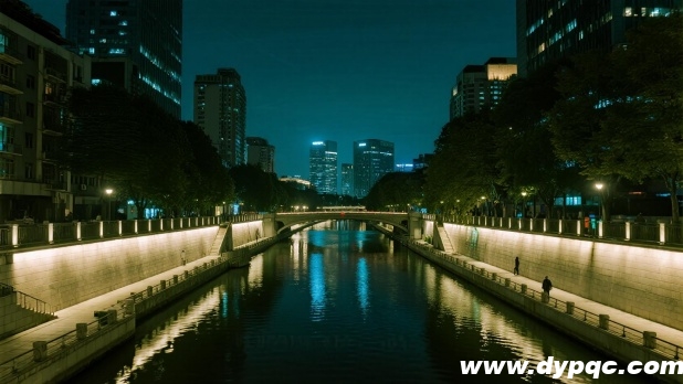 普通河道夜景氛围冷清 普通河道夜景氛围冷清