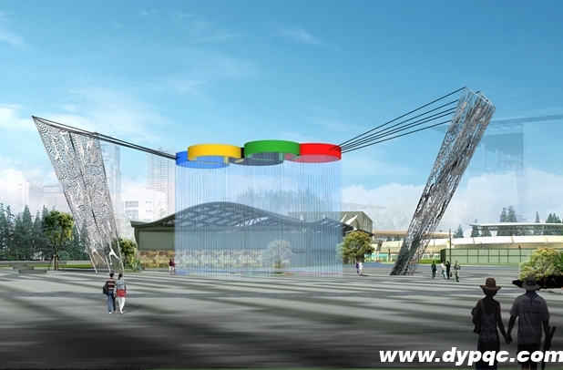 泸州奥林匹克体育公园五环雕塑水景效果图