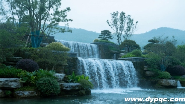 自然高差设计跌水瀑布与绿植结合 自然高差设计跌水瀑布与绿植结合