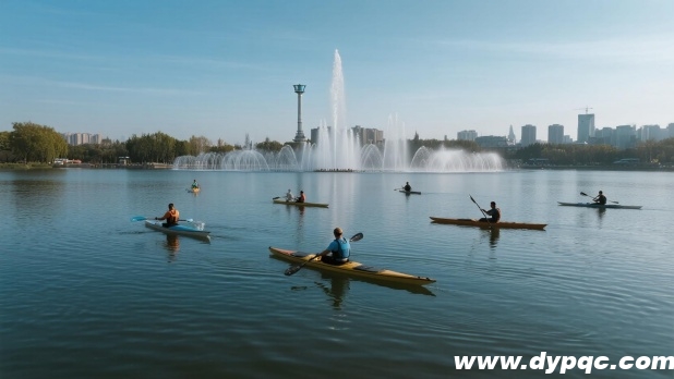 皮划艇运动与喷泉背景 皮划艇运动与喷泉背景