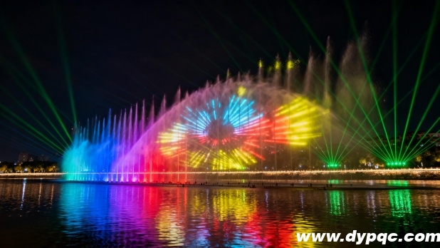 绚丽喷泉水柱与激光投影 绚丽喷泉水柱与激光投影