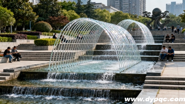 城市公共广场的多阶梯水池和波光泉 城市公共广场的多阶梯水池和波光泉