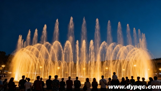 音乐喷泉水柱随节奏起伏变化 音乐喷泉水柱随节奏起伏变化