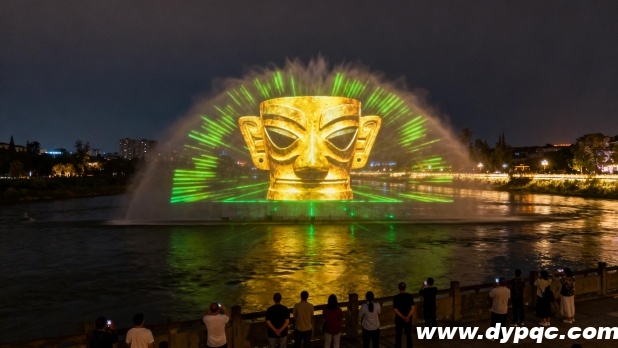 三星堆黄金面具激光投影 三星堆黄金面具激光投影