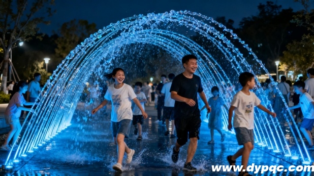 夜晚被染成蓝色的波光泉 夜晚被染成蓝色的波光泉