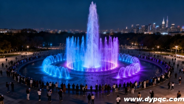 水下LED灯将水柱渲染成蓝紫色渐变 水下LED灯将水柱渲染成蓝紫色渐变