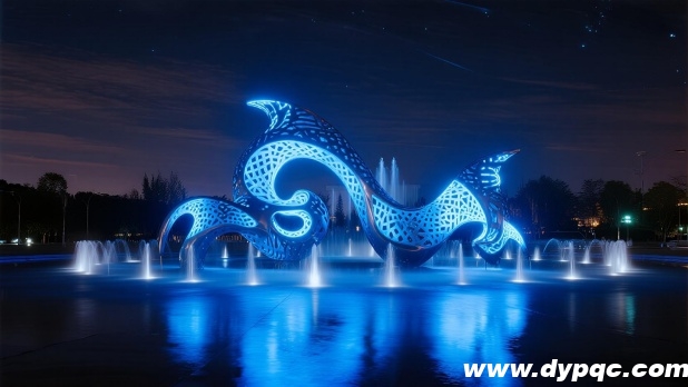 夜幕下的主题水景雕塑 夜幕下的主题水景雕塑