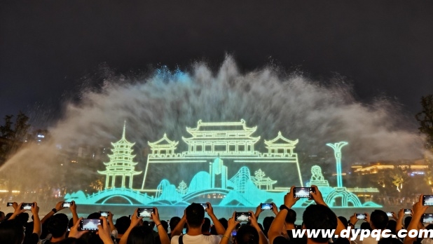 城市标志性建筑融入激光投影中 城市标志性建筑融入激光投影中