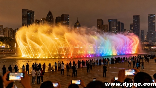 彩色水下LED灯光将喷泉水柱渲染成绚丽画卷 彩色水下LED灯光将喷泉水柱渲染成绚丽画卷