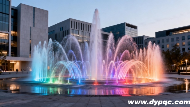 城市广场中央的现代化音乐旱喷泉 城市广场中央的现代化音乐旱喷泉