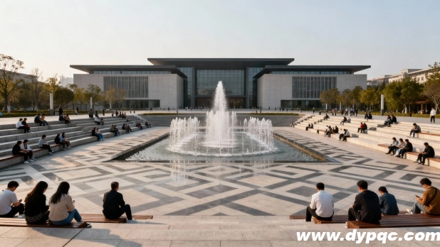 午后城市广场休息的市民与广场喷泉 午后城市广场休息的市民与广场喷泉