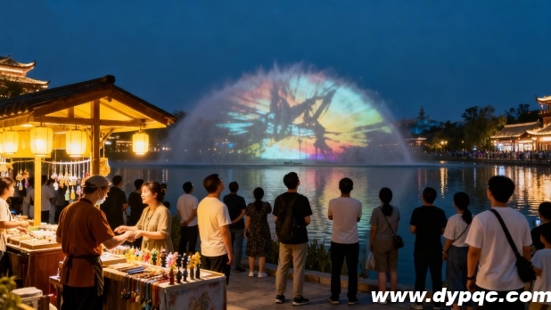 夜间旅游景区水幕电影表演实况 夜间旅游景区水幕电影表演实况