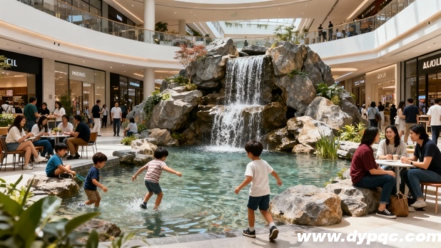 儿童在水景旁嬉戏 儿童在水景旁嬉戏