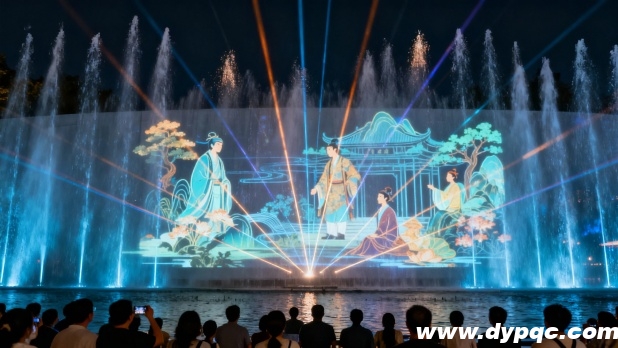 激光水幕电影与水柱交织 激光水幕电影与水柱交织