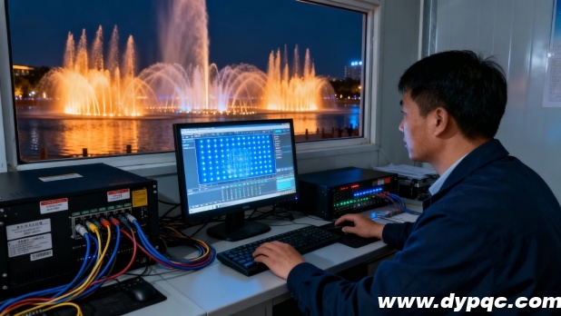 工程师调试光影系统表演程序 工程师调试光影系统表演程序