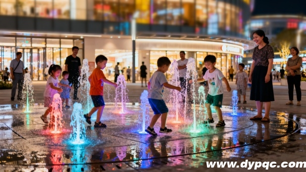 商业综合体广场前的互动旱喷泉 商业综合体广场前的互动旱喷泉