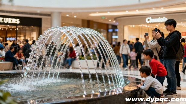 孩子们好奇地看着跃动的波光泉水柱 孩子们好奇地看着跃动的波光泉水柱