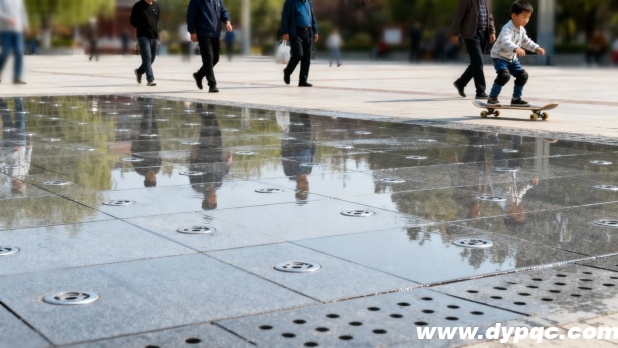 旱喷泉不喷水时可正常通行 旱喷泉不喷水时可正常通行