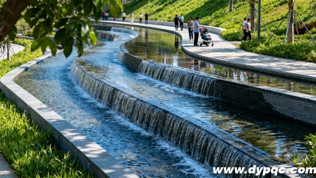 行人沿水景散步 行人沿水景散步