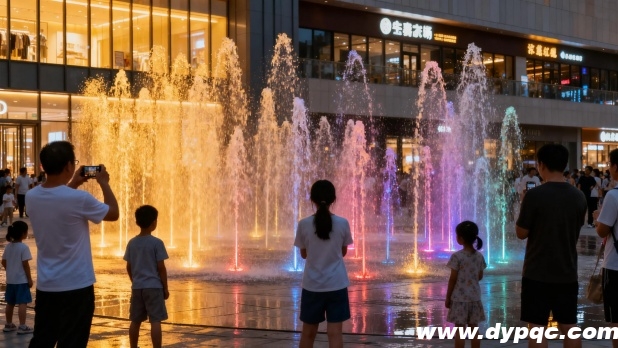 购物中心旱喷广场吸引顾客驻足 购物中心旱喷广场吸引顾客驻足