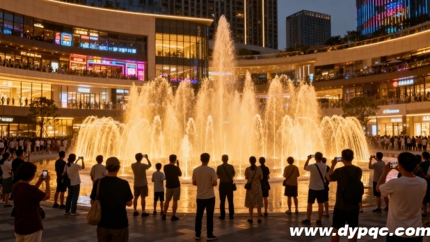 绚丽音乐喷泉表演吸引大量市民围观 绚丽音乐喷泉表演吸引大量市民围观