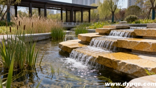 城市公园内清澈的叠水景观 城市公园内清澈的叠水景观